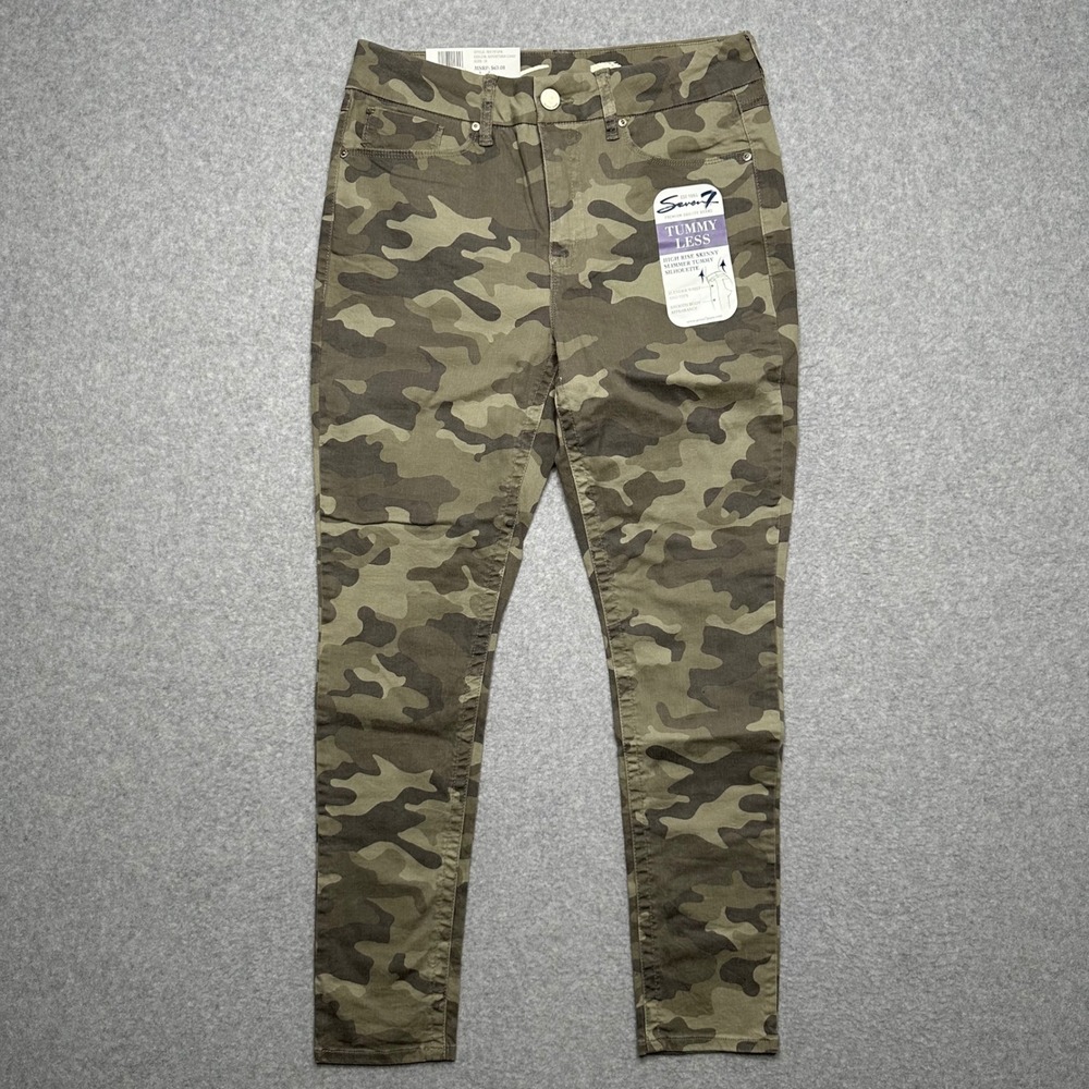 Seven7 Women High Rise Skinny Tummy Less Camo Jeans Sandstorm Camo MY1975PR 10